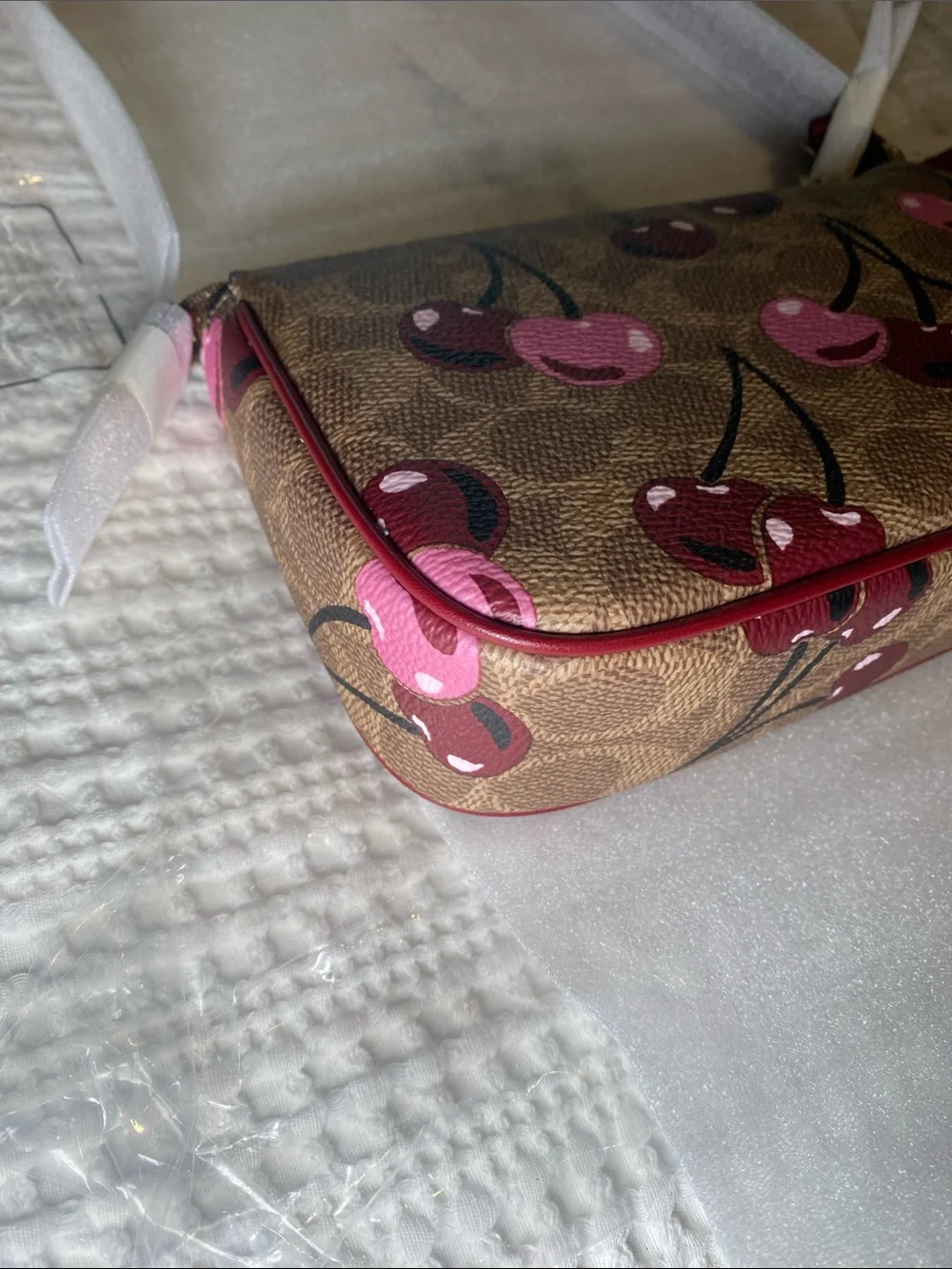 NWT Coach Nolita 19 in Brown Signature canvas with Cherry-print🍒